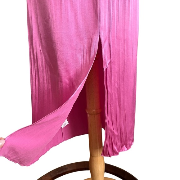 VINCE Rose Pink Pleated Column Skirt Lightweight Resort Wear Boho Chic Large - Picture 7 of 14